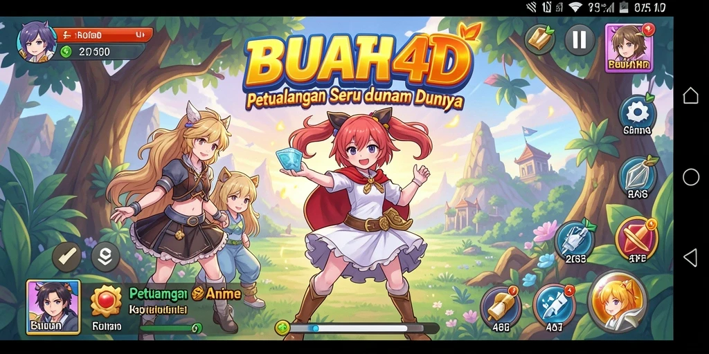 Tampilan luar biasa dari gameplay BUAH4D yang menampilkan karakter anime.