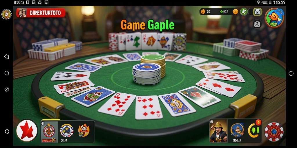 Tampilan gameplay seru dari DIREKTURTOTO dengan fitur Gaple menarik.