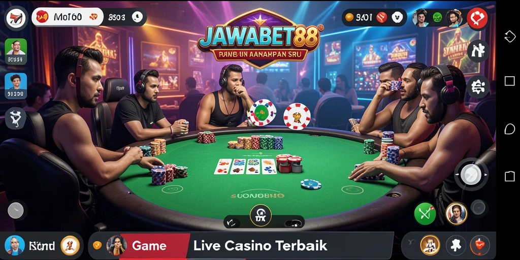 Screenshot JAWABET88 menampilkan dealer profesional dalam permainan Live Casino.