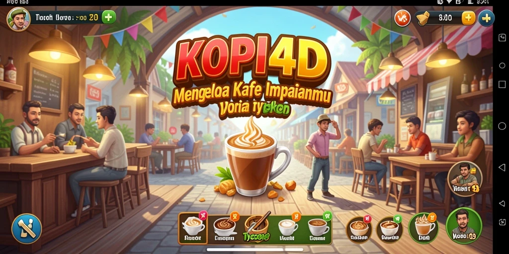 Gameplay seru saat mengelola kafe dalam KOPI4D.