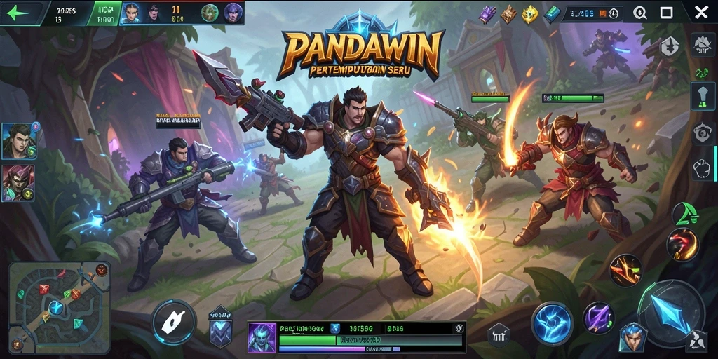 Gameplay seru dalam pertempuran MOBA di PANDAWIN.