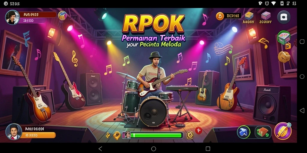 Tampilan gameplay RPOK dengan berbagai pilihan lagu dan tantangan.